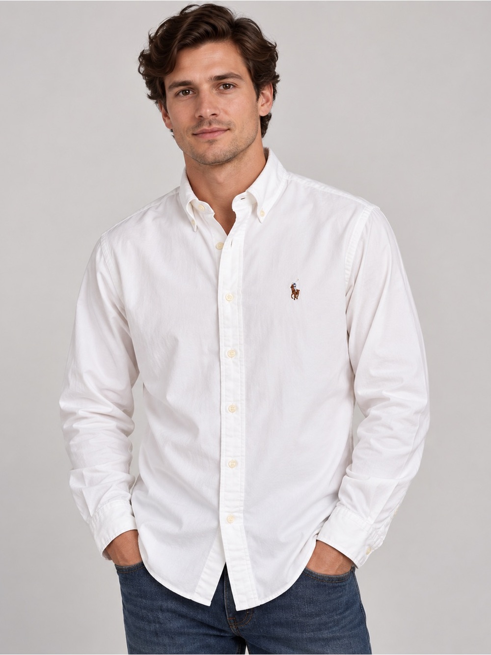 Ralph Lauren Men’s White Classic Fit Oxford Button Down Shirt 16.5 32/33